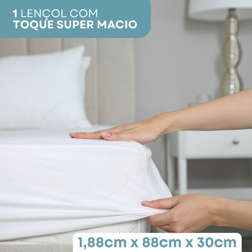 Jogo De Lençol Solteiro Padrão 3 Peças C/ Fronha Ponto Palito 400 Fios C/ Elástico Hotel Premium Cor Branco