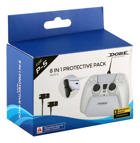 Pack Protector Dobe 8 En 1 Para Mando Dualsense Ps5 Blanco