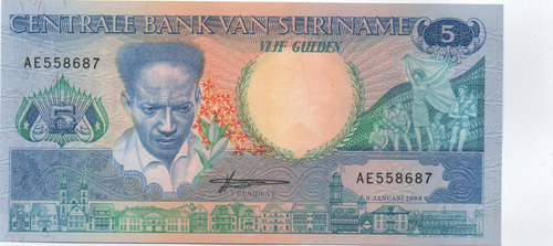 Bank Van Suriname 5 Gulden 1988