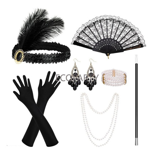 Set De Accesorios Para Disfraz De Flapper Para Mujer, Diadem