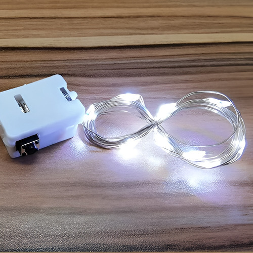 Alambre De Led 3mts Luz Con Pila Pack X15 Navidad Decoración Blanco