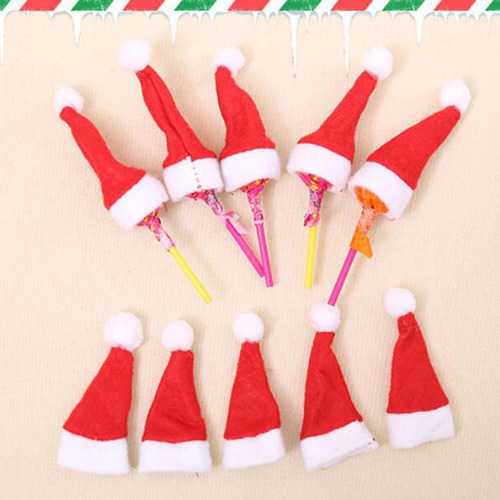 Tf 100pcs / Pack Santa Claus Sombrero Cap Wrap Decoración De