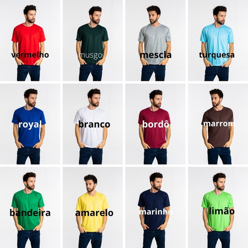 10 Camisetas Pv Malha Fria Coloridas Atacado P-m-g-gg