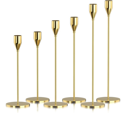 Juego De 6 Portavelas Altos Para Velas Largas Decoración