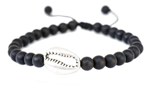 Pulsera Para Hombre De Glass Mate Con Dije Caracol Metal