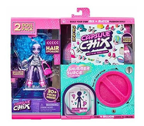 Capsule Chix Shimmer Surge 2 Pack, Muñeca Pequeña De 4.5 Pul