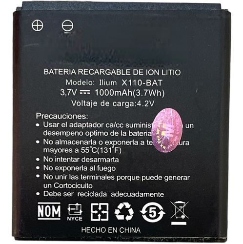 Batería Mk Cell Para Llium X110 1000mah