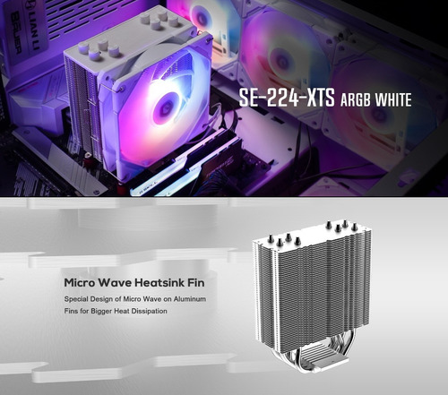 Imagen 10 de 10 de Cooler Cpu Id-cooling Se-224-xts Argb Blanco 220w Tdp !