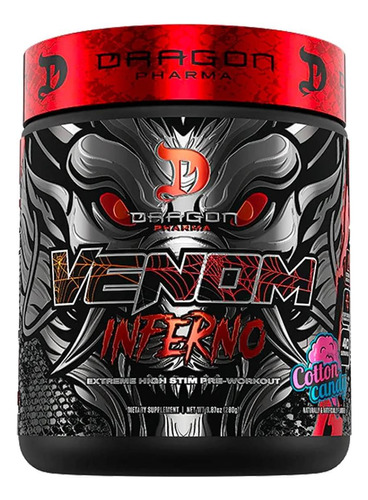 Suplemento en polvo Dragon Pharma  DRAGON VENOM Venom Inferno l-tyrosina sabor cotton candy en bote de 280g