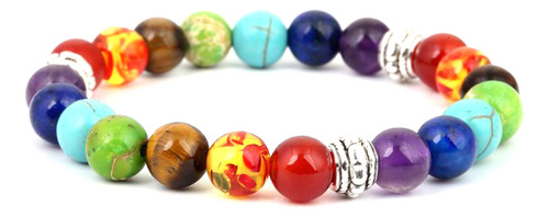 Pulsera Energética Colorida De Ágata Y Piedra De Lava Para Y