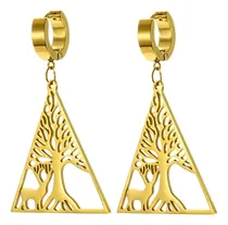 Comprar Pendientes Triangulares Para Mujer Ciervo Y Árbol Color Oro
