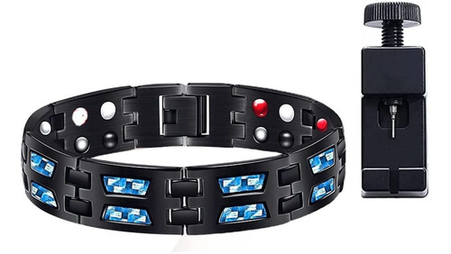 Pulsera Slimfit De Titanium Power Magnetic Con Imán Azul De