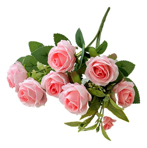Ramo De Rosas Artificiales, Tela De Seda, Flor Artificial