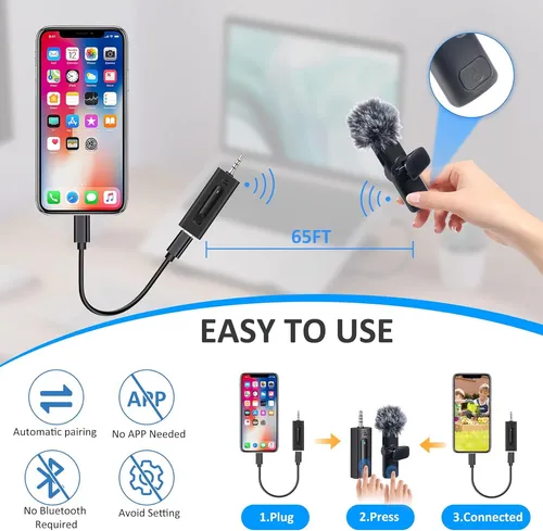 Micrófono Lavalier Inalámbrico 2 Pack Cámara/gopro/i...