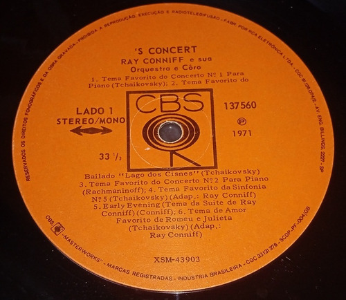 Ray Conniff E Sua Orquestra E Coro - Lp 's Concert - 1971 Estandar (Usado)