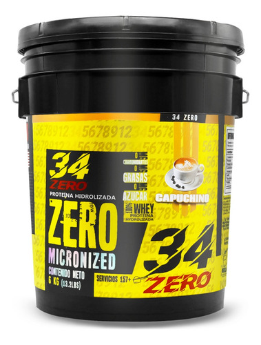 Proteína Whey Isolate 34 Zero 6kg 157 Servs Sabores Sabor Cappuccino