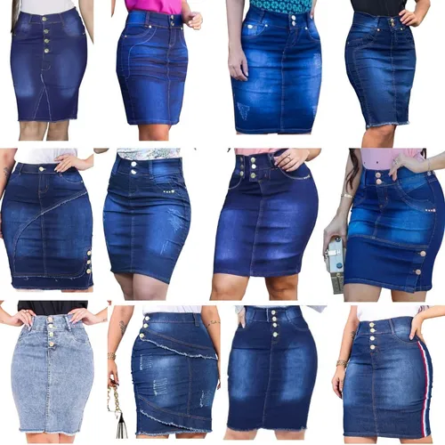 Saias Jeans Mid Kit 3 Pe as Variadas Moda Evangelica Moderna