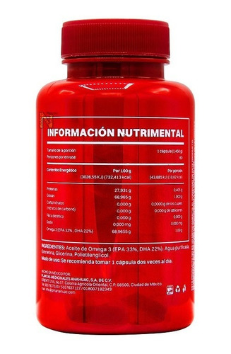Omega 3 (33% Epa 22% Dha) (60 Cápsulas) Smart Mega Anahuac