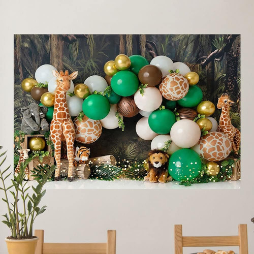 Selva Kids Cake Smash Backdrops Safari Animales Globos Bebé