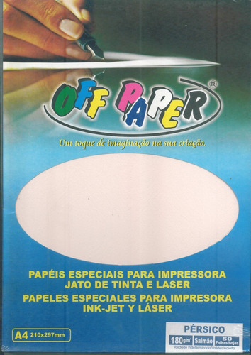 Papel Pérsico 180g C/50fls Off Paper Cor Salmão