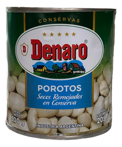 Porotos Remojados En Conserva Denaro Premium 300g