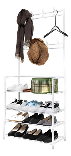 Perchero Resistente Estante Organizador Ropa Zapatera Rack Color Blanco