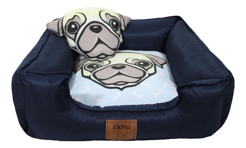 Caminha Pet Raças 60x60 Porte Pequeno Zíper - Pug Marinho