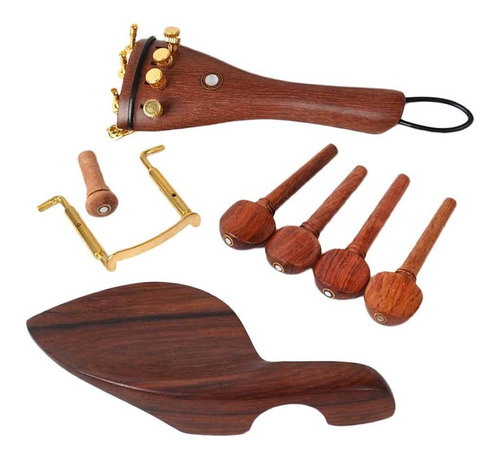 Set De Rosewood 4/4 Violin Parts Chinrest Clavijas De