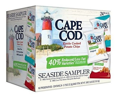 Cape Cod Potato Chips, Baja En Grasa Hervidor Cocido, Mar Sa