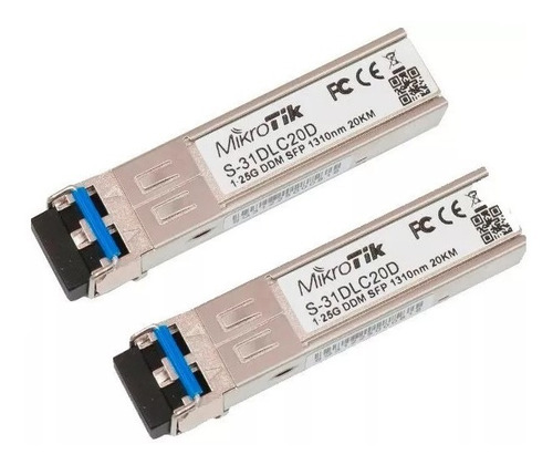 Par Módulos Mikrotik Fibra S-31dlc20d Sfp 1.25g Lc 20km 1310