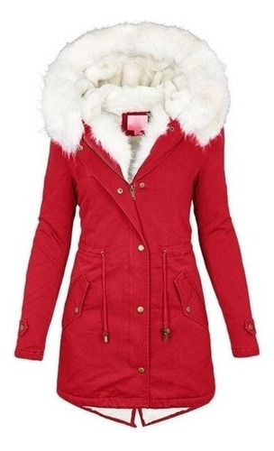 Chamarra Acolchada De Felpa For Mujer Parka Con Forro Polar