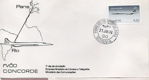 Fdc 1976 - 1º Vôo Comercial Concorde Paris/rio - Selos #095