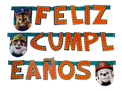 Guirnalda Para Decoración Frase Feliz Cumpleaños Paw Patrol