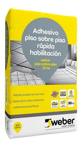Imagen 1 de 6 de Adhesivo Piso Sobre Piso Weber Porcelanatos