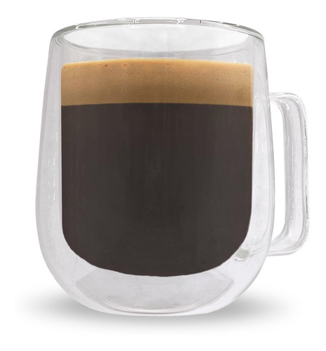 Imagen 3 de 10 de Set 2 Tazas De Vidrio Doble Pared Café Mug 300 Ml Grande