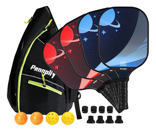 Set De 4 Raquetas De Pickleball Con Bolas Y Accesorios