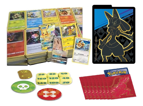 Pokemon Tcg, Combo 200 Cartas+65 Fundas+dados+marcadores