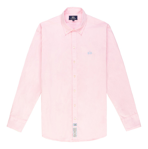 Camisa Regular Fit Manga Larga Rosa Lisa Hombre La Martina