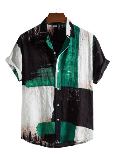 Mt Camisa Playa Manga Corta Hombre Estampado Verano Botón