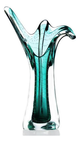 Vaso Em Cristal Murano Esmeralda - São Marcos 52cm