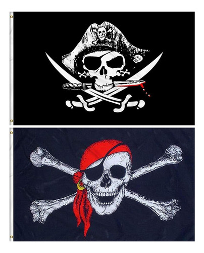 3 X 5 Pies, 2 Unidades De Bandera Jolly Roger, Bandera Pirat