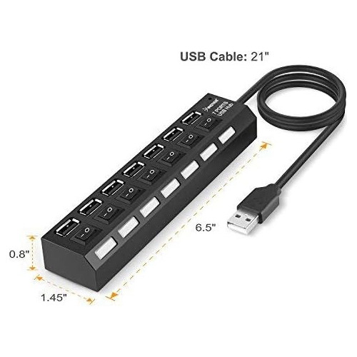 Adaptador Hub Usb 7 Puertos 2.0 Multi Cargador