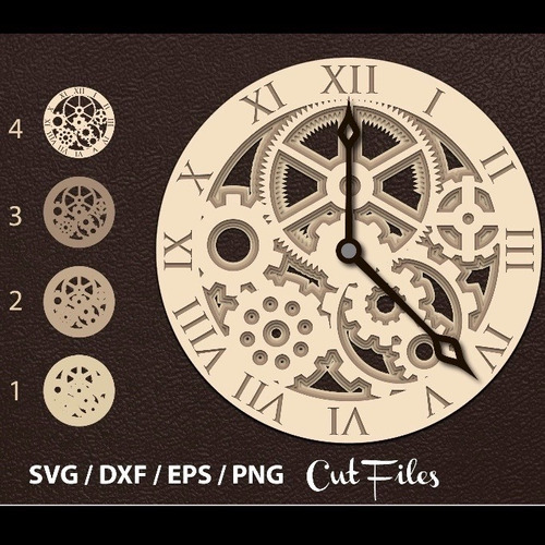 Vector 3d Reloj Multicapa Corte Láser Cnc Dxf Z044