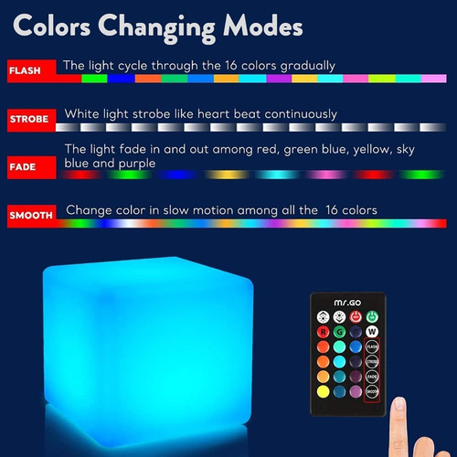 Loftek Cubo Luz Led Rgb 16 Color Ip65 10 Cm Lampara Led