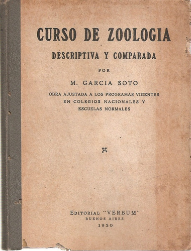 Curso De Zoologia Garcia Soto Verbum Bs. As. 1930