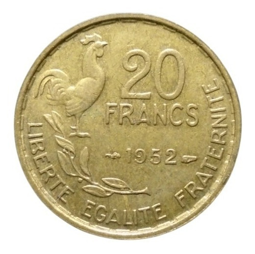 Francia 20 Francos 1952 * Sin Marca De Ceca  2ts#8