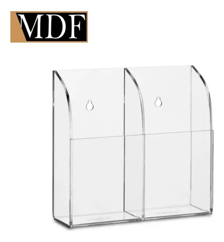 Porta Controle Acrilico Parede Ou Mesa 2 Div 15x4x14 Colorid Cor Cristal