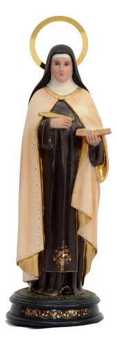 Imagem Santa Tereza D'ávila 35cm Calcário Resinado Florença Cor Creme-marrom