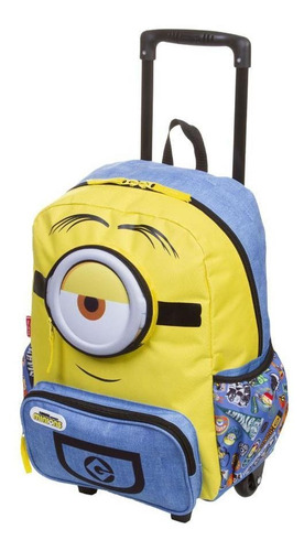 Mochila Menino Minions Stuart Filme Grande Rodinha Escolar e Lancheira Cor Colorido Desenho do tecido Sestini Minions