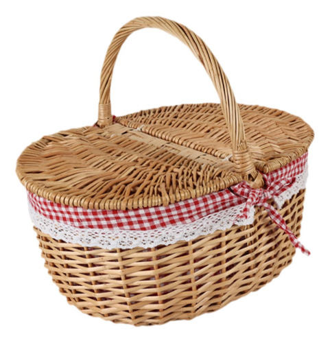 Cesta De Mimbre Para Picnic, Cesta De Mimbre Pequeño Rojo